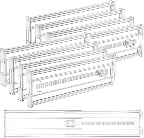 Miniatura 14 de Vtopmart 4 Pack de separadores de cajones regulares de 4" actualizados para ropa, organizador de cajones de cómoda expandible de 12.8"-22.3",