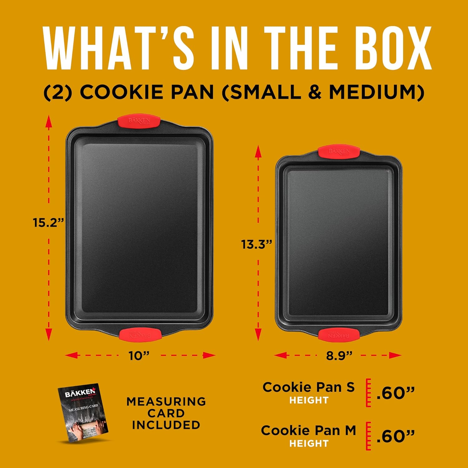 Nonstick Carbon Steel Cookie Sheet Pan Set with Red Handles