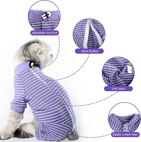 Miniatura 2 de LIANZIMAU Traje profesional de recuperación quirúrgica para gatos, para macho, hembra, perro, heridas abdominales, cono alternativo, collar