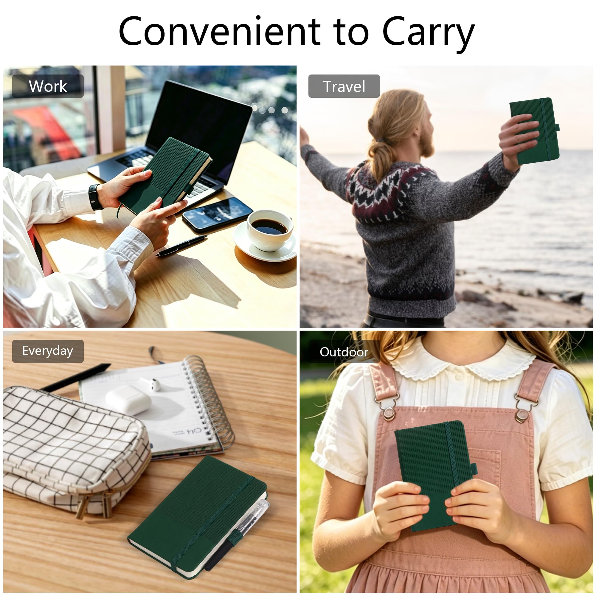 BOBO RABBIT Paquete de 3 cuadernos de bolsillo tamaño A6, tamaño pequeño, para tomar notas, tapa dura, de piel, rayado, bloc de notas para mujeres y hombres