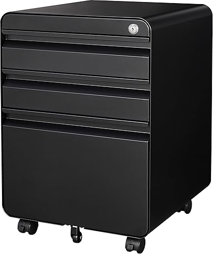 Fesbos Archivador vertical de 3 cajones gabinete de llenado móvil con cerradura para tamaño legalcarta gabinete de archivo de almacenamiento de