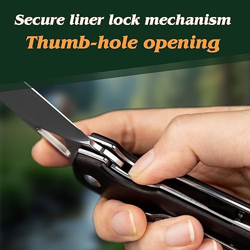 Miniatura 7 de JIN Vaquero Navaja de bolsillo para hombre, hoja de damasco pulida de 2.75 pulgadas, EDC plegable con mango de madera de ébano, kit de bricolaje con