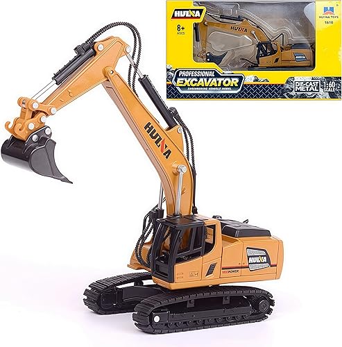 Gemini & Genius - Excavadora de orugas resistente para obras de construcción, juguetes de vehículos de construcción a escala 160, excavadora a
