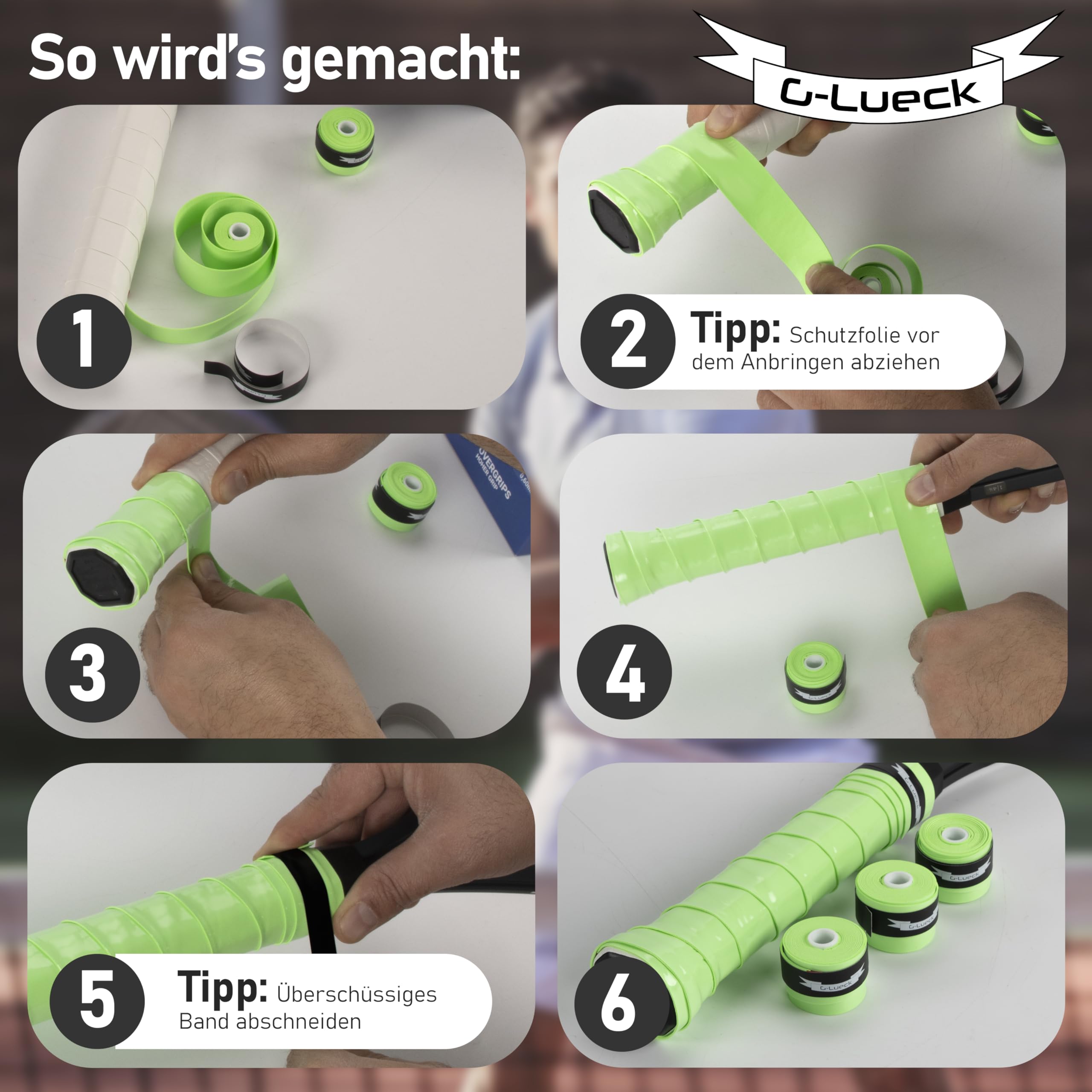 G-Lueck 27x Tennis Overgrips Talent Grip Griffband | 0,50-0,60mm Stärke | Für Squash Badminton Schläger & Golf inkl. Selbstklebendem Abschlußband | sehr griffig