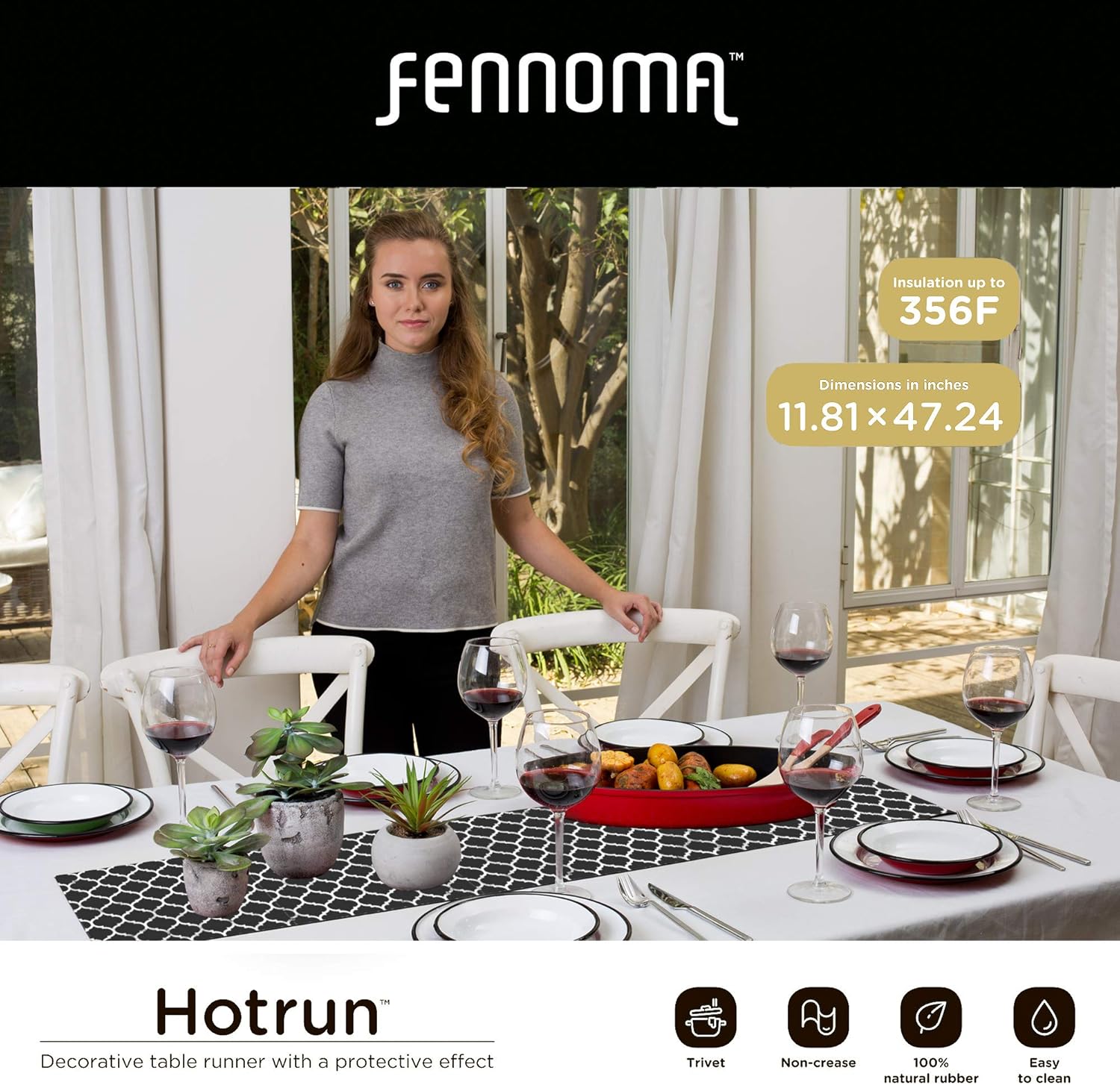 50% оƒƒ Dіѕсоunt Fennoma Hotrun 2 in 1 Trivet and Decorative Table Runner Handles Heat Up to 356F, Anti Slip, Waterproof, and Convenient for Hot Dishes and Pots (Décor Black) Bеѕt Cуbеr Dеаlѕ 🔥 Fennoma Hotrun 2 in 1 Trivet and Decorative Table Runner Handles Heat Up to 356F, Anti Slip, Waterproof, and Convenient for Hot Dishes and Pots (Décor Black)
