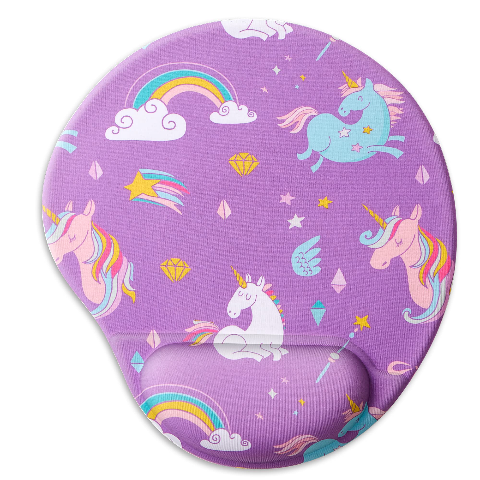 HODYXIN Ergonomic Mouse Pad with Wrist Support,Cute Mouse Pad with Wrist Rest,Comfortable Mouse Pad for Home Office Gaming Working Computers Laptop,Pain Relief with Non-Slip PU Base (Purple Unicorn) — image 1