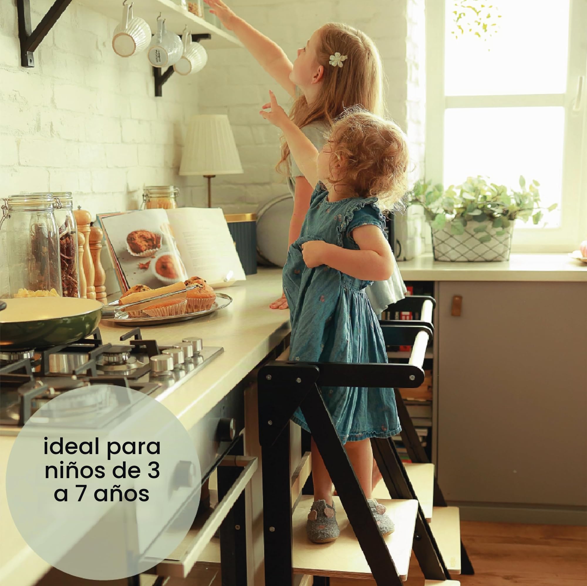 Torre Montessori de Aprendizaje con Rieles de Seguridad para Niños 3-6 Años