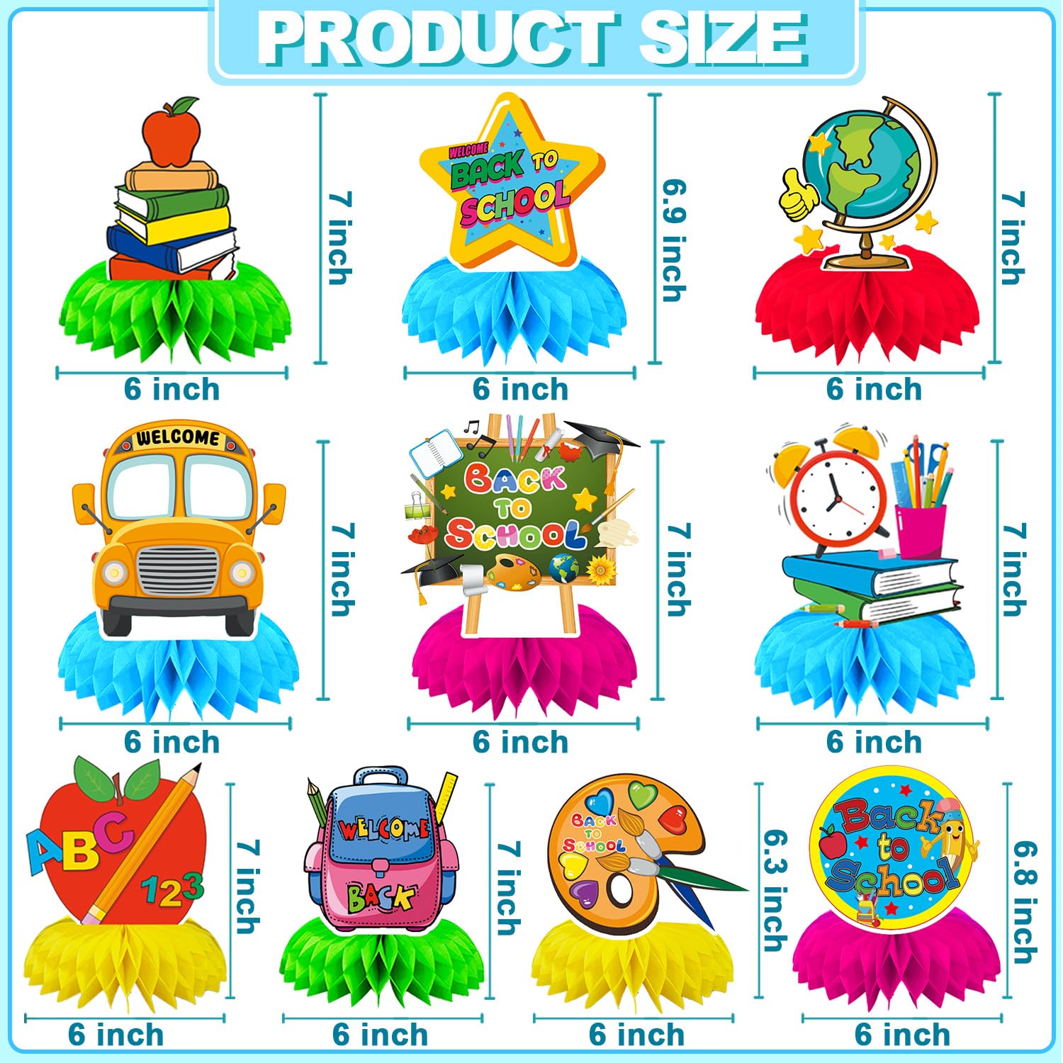 DTOFOOT 10 Pieces Back to School Decorations, Back to School Centerpieces for Tables Back to School Table Decorations Back to School Table Decor for School Party Classroom Home Decorations