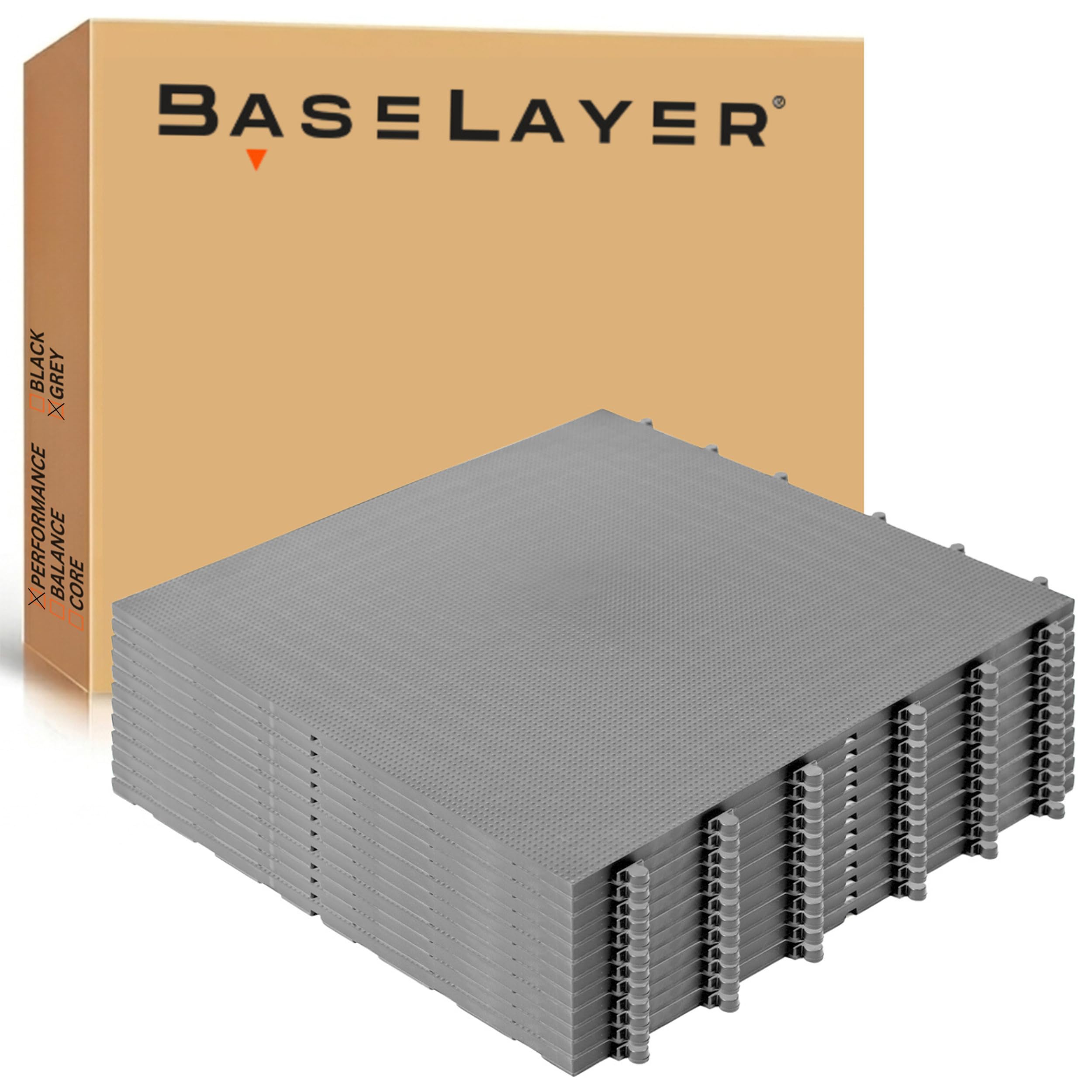 Baselayer Performance Series Interlocking Floor Tiles - Durable ½ in TPE (Rubber Like, NOT Foam, no Odor) - Gym Flooring for Weights & Heavy Equipment
