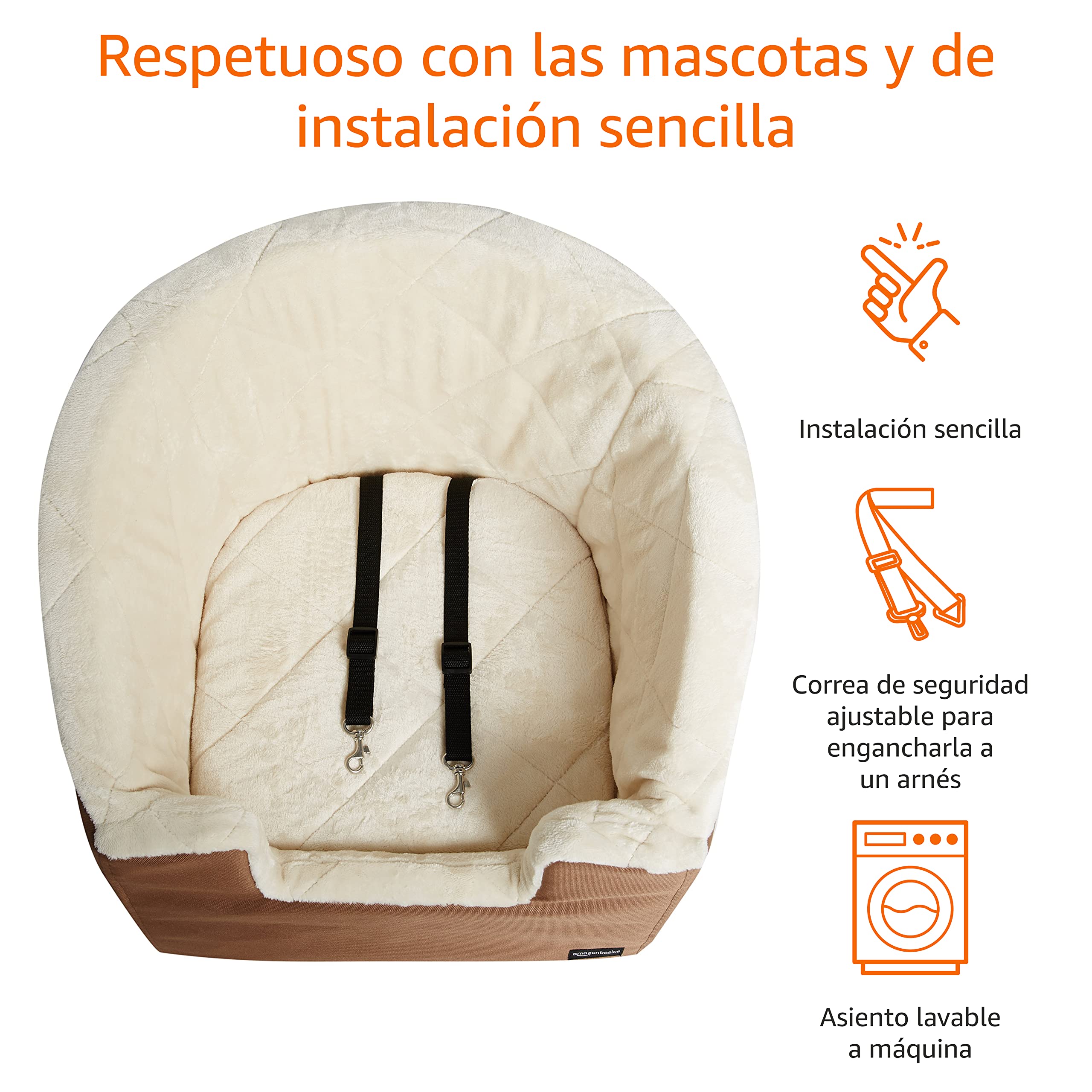 Amazon Basics Asiento Elevador para Mascotas, Estilo Cubo, Beige Bronceado