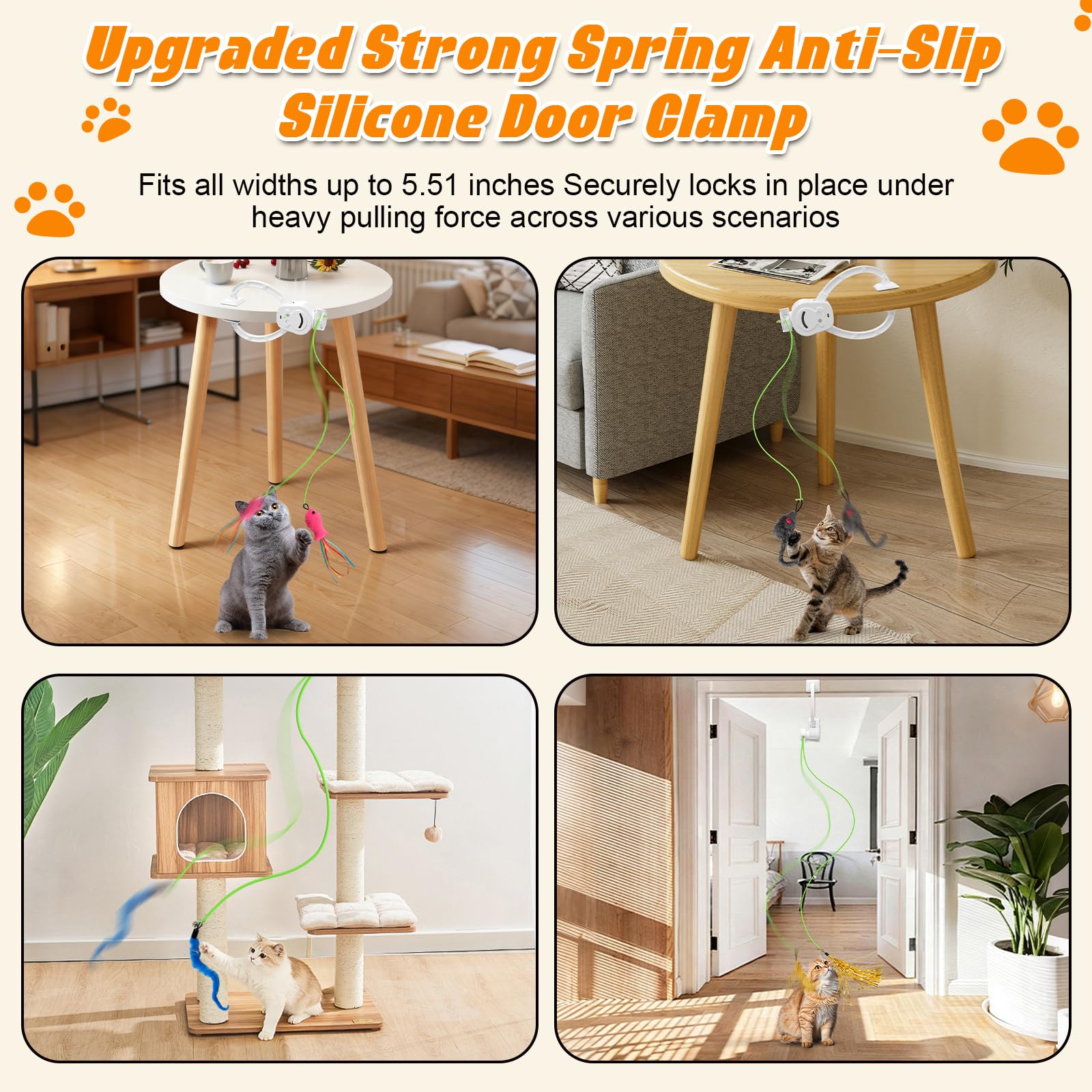 Interaktives Katzenspielzeug, flatternder Vogel und rotierende Feder-Teaser für Indoor-Katzen, hängende Türöffnung, Katzenspielzeug mit Angelrute für Bewegung, Langeweile und lustige Spiele