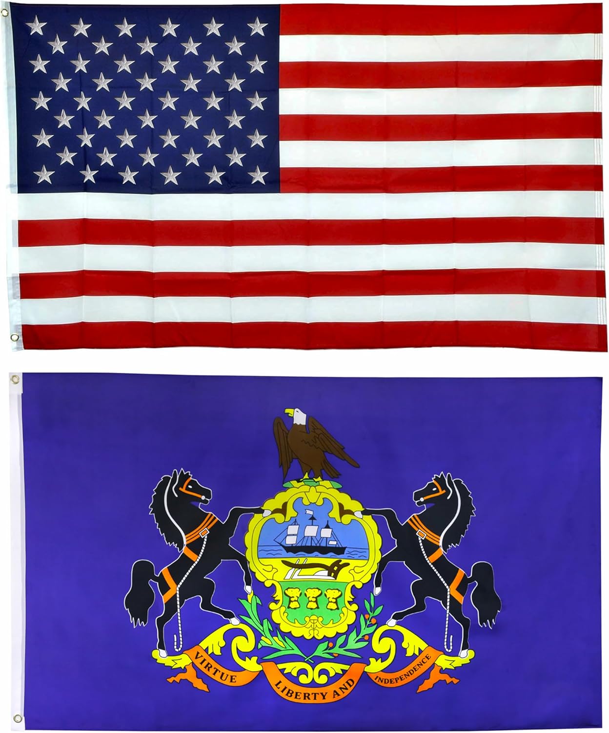 Shop72 American Flags for Outside, Set of Pennsylvania State with 3x5 American Flag, For Outdoor and Indoor, Allegiance to USA, This Garden Banner Made Heavy Duty, Bandera De Estados Unidos