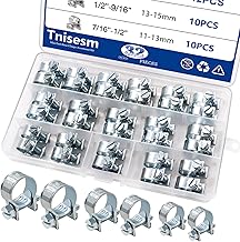 Tnisesm 32Pcs 1/4" 5/16" 3/8" Fuel Injection Gas Line Hose Clamps Clip Pipe Clamp Assortment Kit, Hoses Clamps Sleeving,for Automotive Diesel Petrol Pipe