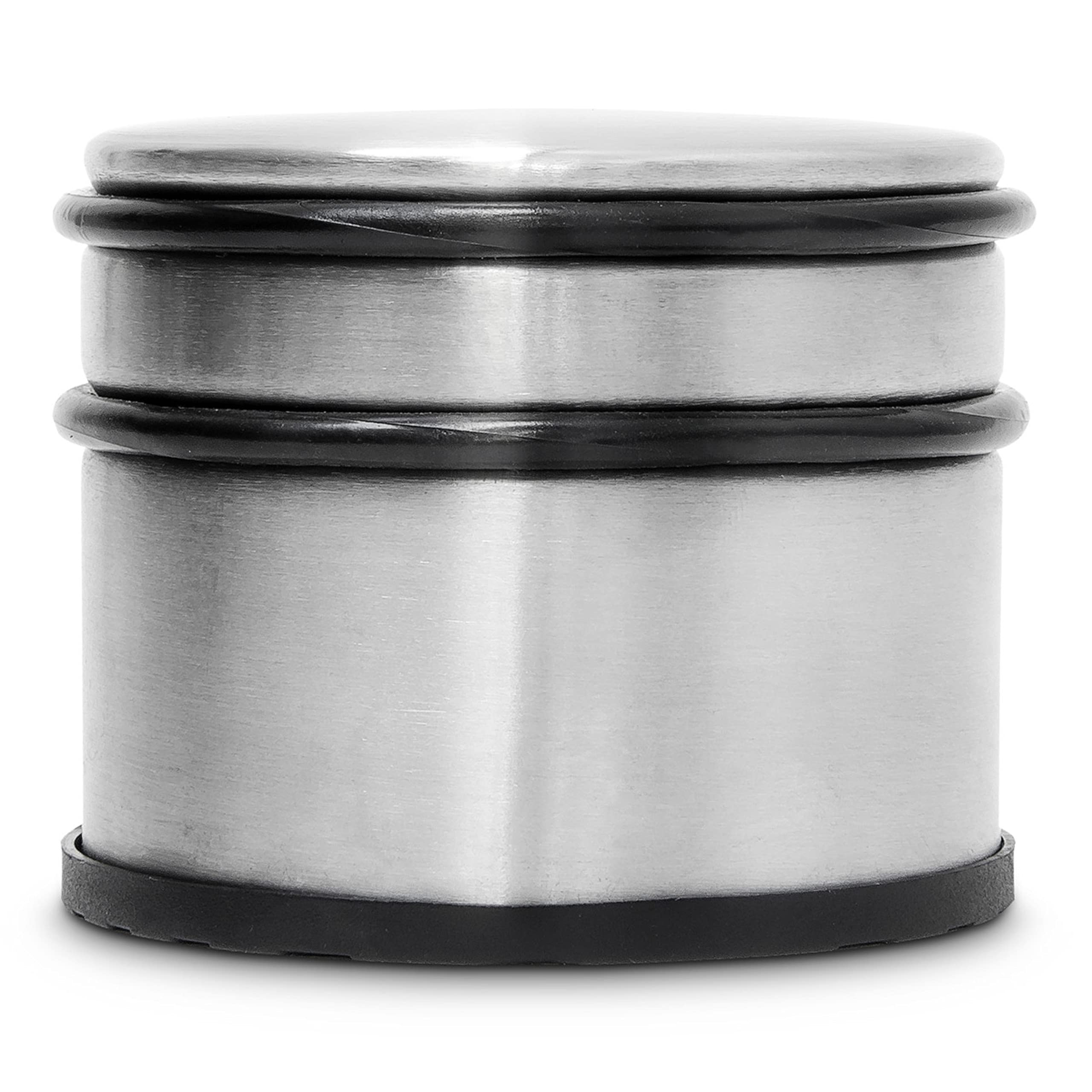 8x Fermaporta, Blocca Porta, Alto, in Acciaio Inox, 1,1kg, Grande, Anelli Antigraffio, Antiscivolo, Argentato