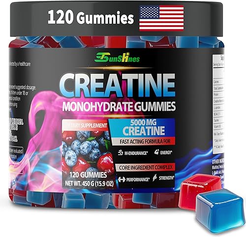 Creatina monohidrato masticables 0.18 oz (5000mg), creatina sin azúcar, energía preentrenamiento, vegetal, sin OMG, unisex, 120 unidades sabor