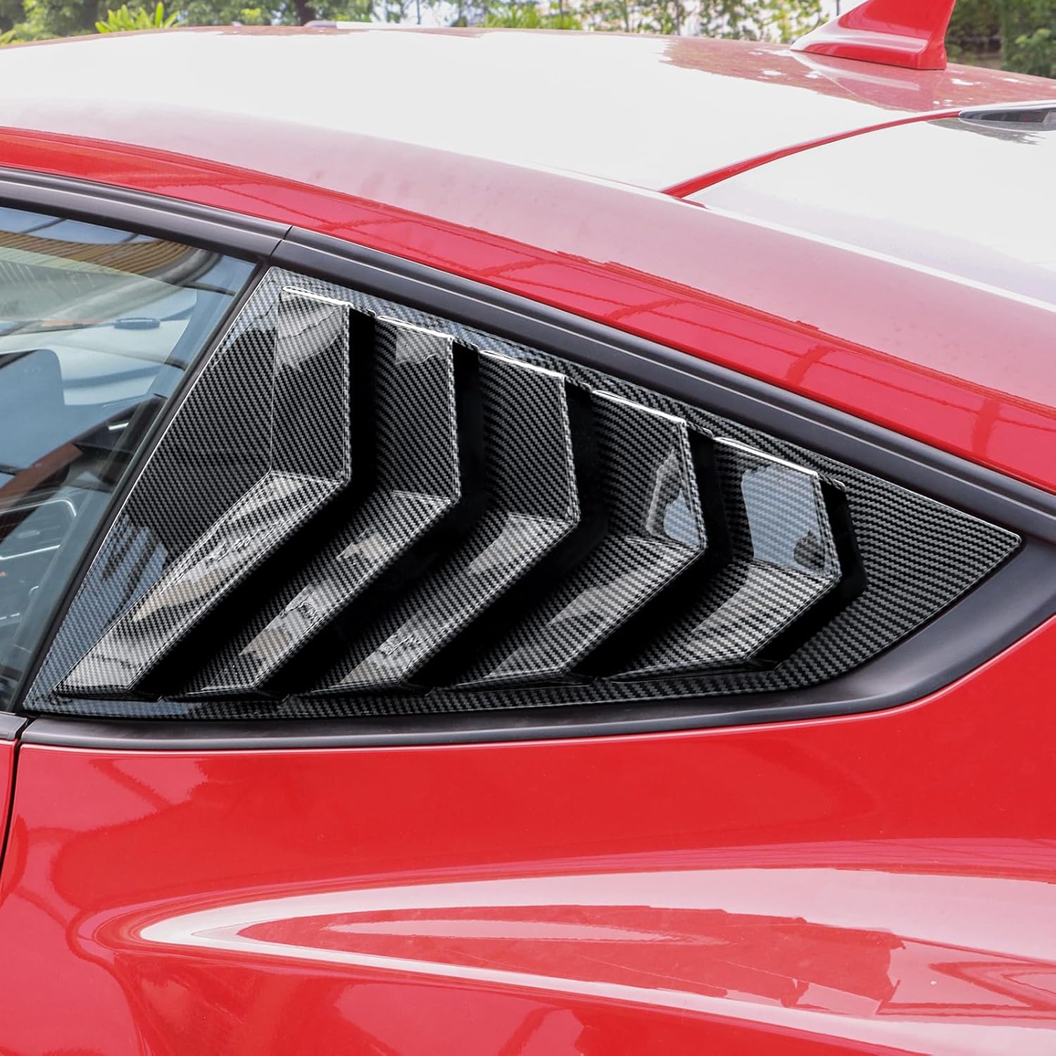 KUNGKIC for 2024 2025 Mustang Rear Side Window Louvers Air Vent Scoop Louvers Window Scoop Louvers Covers ABS Sun Rain Shade Vent Sport Style Cool Exterior Decoration ABS (Carbon Fibre Pattern)