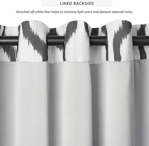 Miniatura 3 de Elrene Home Fashions Renzo Ikat - Cortina geométrica para oscurecer la habitación, cortina para sala de estar y dormitorio con ojales, 52 x 84