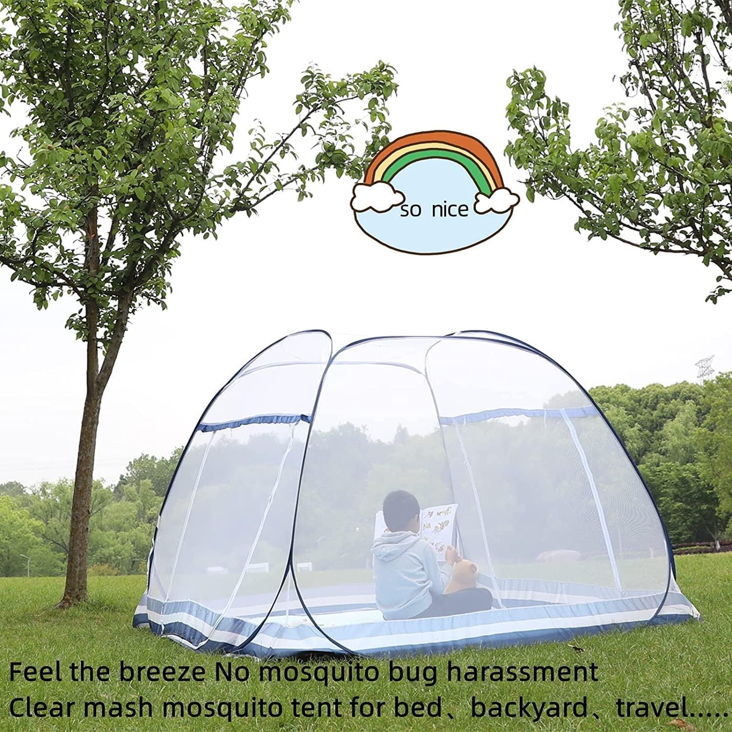 Moskitonetzbett, Faltbares Bett Moskitonetz Insektenschutz Moskitonetz Doppelbett Pop-up-Zelt Tragbares Fliegennetzbett Einfache Installation Für Outdoor-Camping Reisen Schlafzimmer 180 X 200 cm
