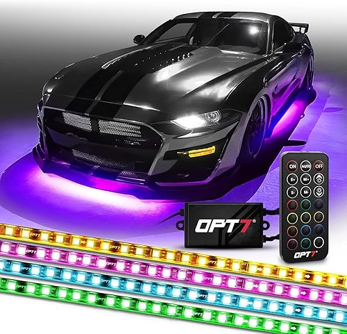 OPT7 Aura - Luces flexibles de resplandor inferior para automóvil con aplicación y control remoto, kit de iluminación exterior de neón para debajo