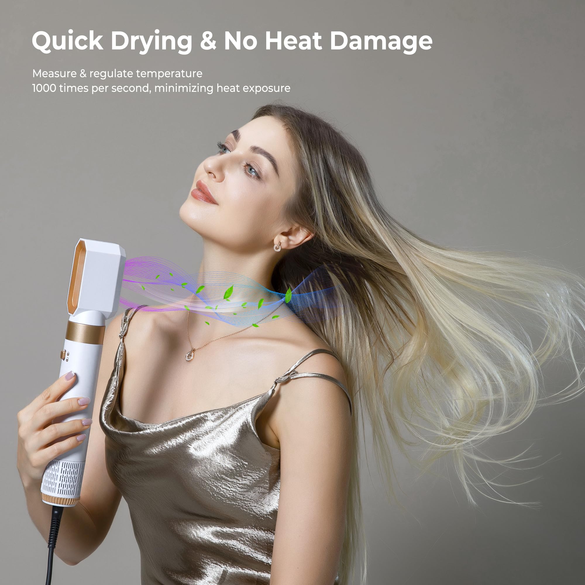 Hair Dryer Brush,6 in 1 Professional Hot Air Styler,Powerful Air Curling Wrap Styler,Negative Ionic Hair Dryer Fast Drying, Multi Hair Stylerfor Curling Volumizing Straightening Styling