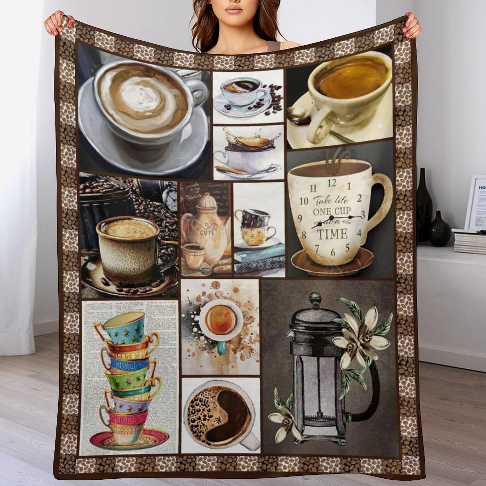 Coffee Blanket Gifts for Girls & Boys - Motivational Food Throw Blanket, Soft Warm Flannel Fleece for Kids & Adults, 40