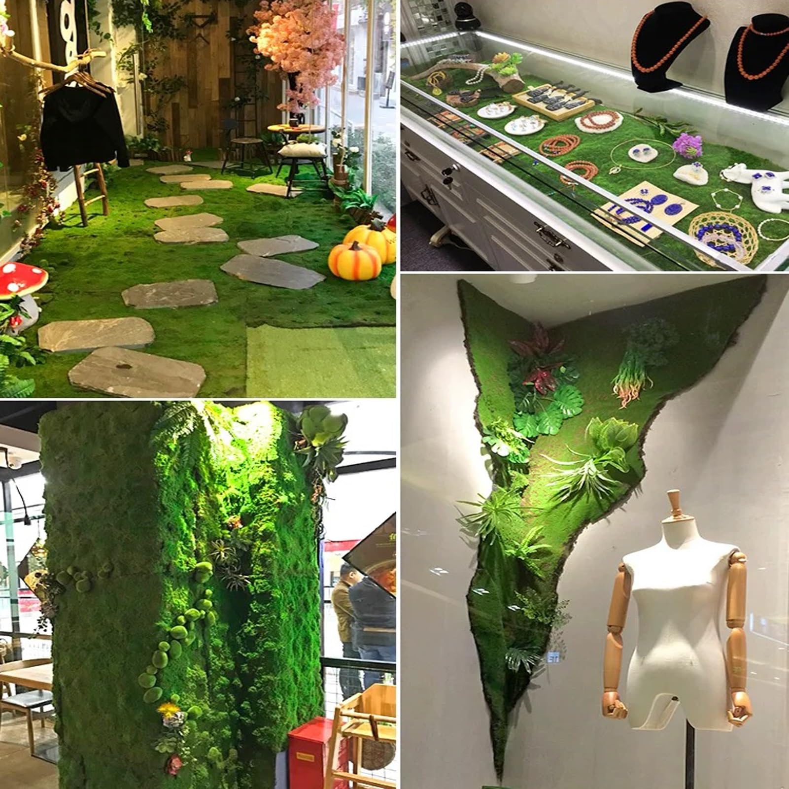 Muschio Finto, Pannello Muschio Finto da Parete Tappeto Erboso Muschio per Casa, Giardino, Patio, Decorazione Fai da Te(A)