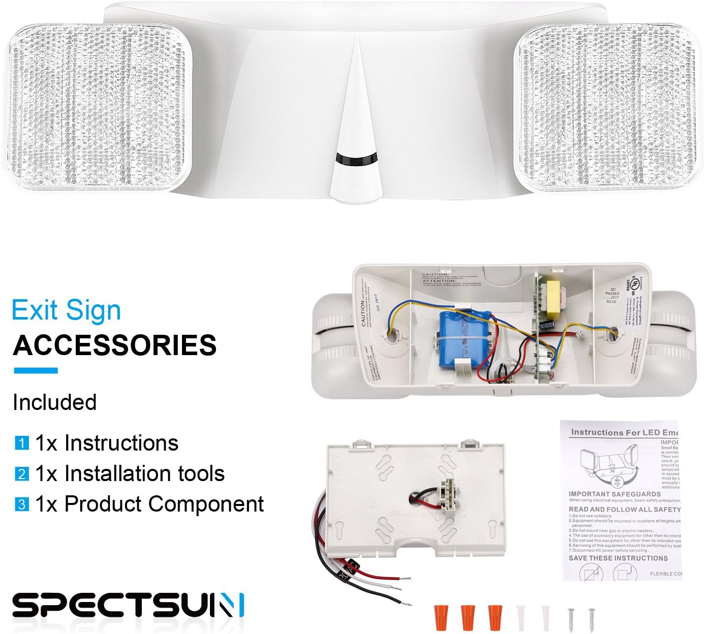 Rеvіеw Dіѕсоunt SPECTSUN 4 Pack LED Emergency Lights White, Adjustable Square Head Emergency Led Light with Battery, White Emergency Light/Emergency Light Fixture/Emergency Sign/Emergency Light Remote