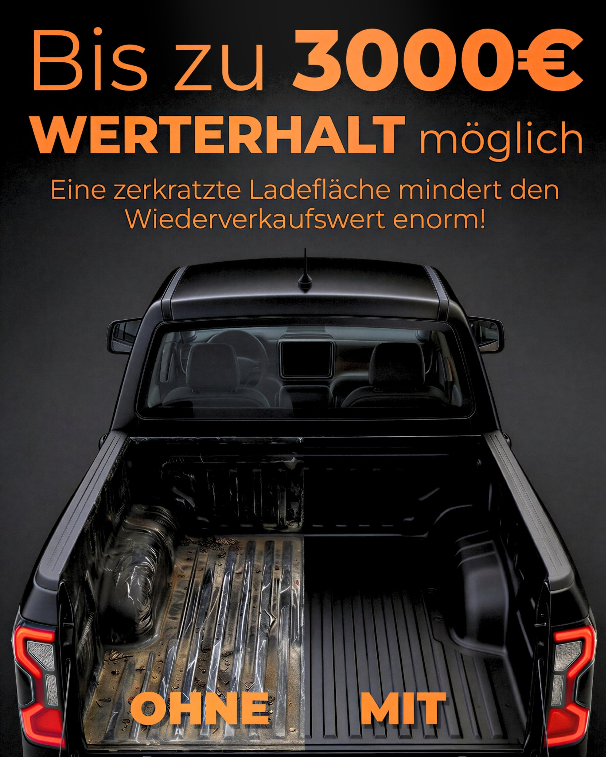 Antirutschmatte für Toyota Hilux Invincible 2021 Doppelkabine mit Original-Laderaumwanne (8. Gen.)