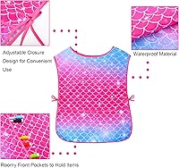 Vista 4 de Sylfairy Bata de arte para niños, impermeable, para pintar, delantal de pintura para niños pequeños
