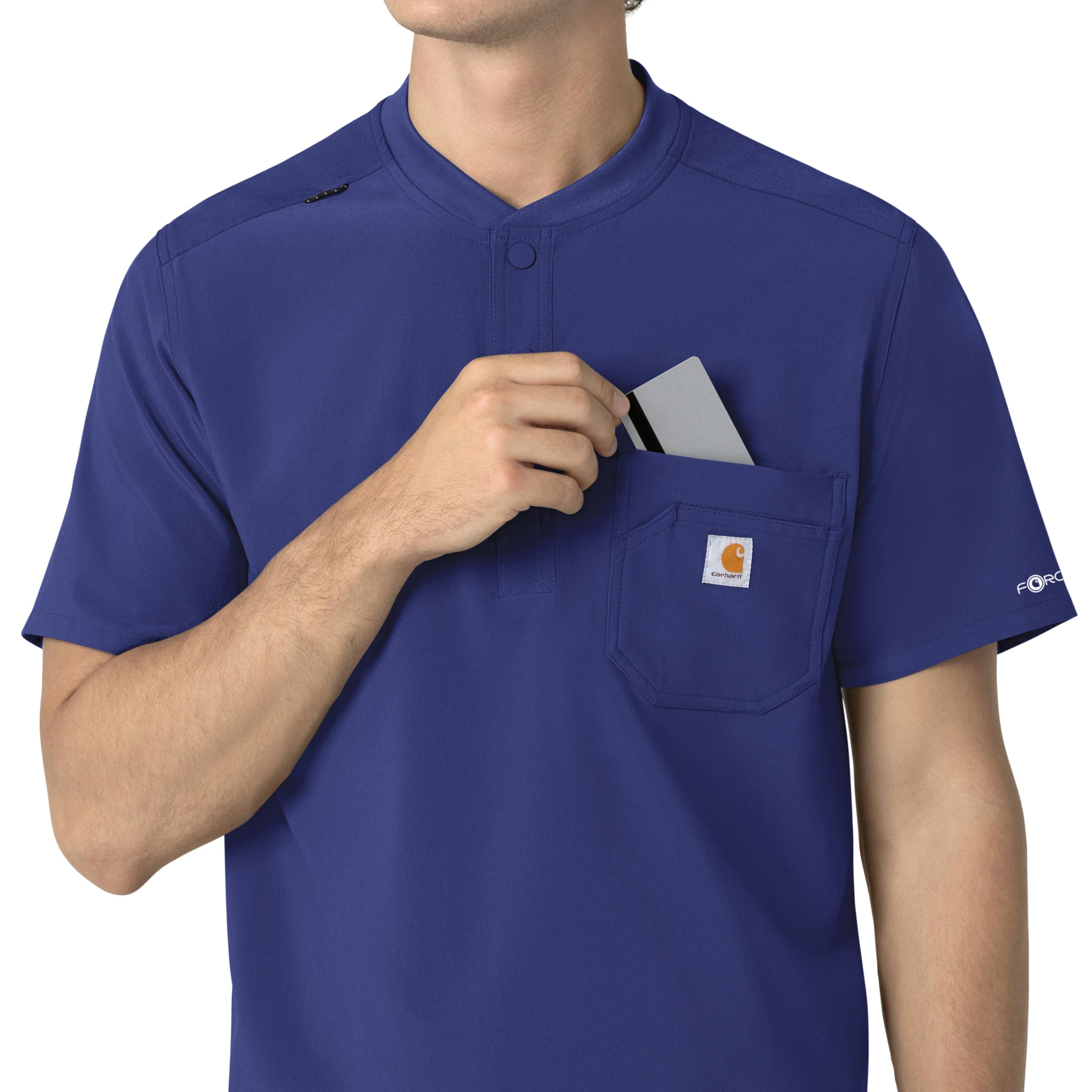 Carhartt Force Cross-Flex Scrubs dla mężczyzn, Henley Scrub Top - Galaxy Blue, 3X