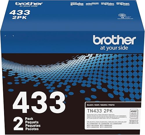 Vista 7 de Brother Genuine High-Yield Black Toner Cartridge Twin Pack TN433 2PK (TN4332PK)