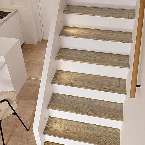 Miniatura 8 de VEELIKE Suelo de tablones de vinilo de madera gris claro de 6 x 36 pulgadas, azulejos de madera impermeables para despegar y pegar, paquete de 36,