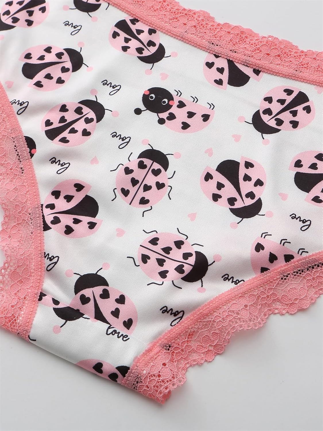 Morvia 6pcs Women Underwear Gothic Sexy Halloween Skulls Roses Allover Print Contrast Lace Hipsters Panties - Image 7