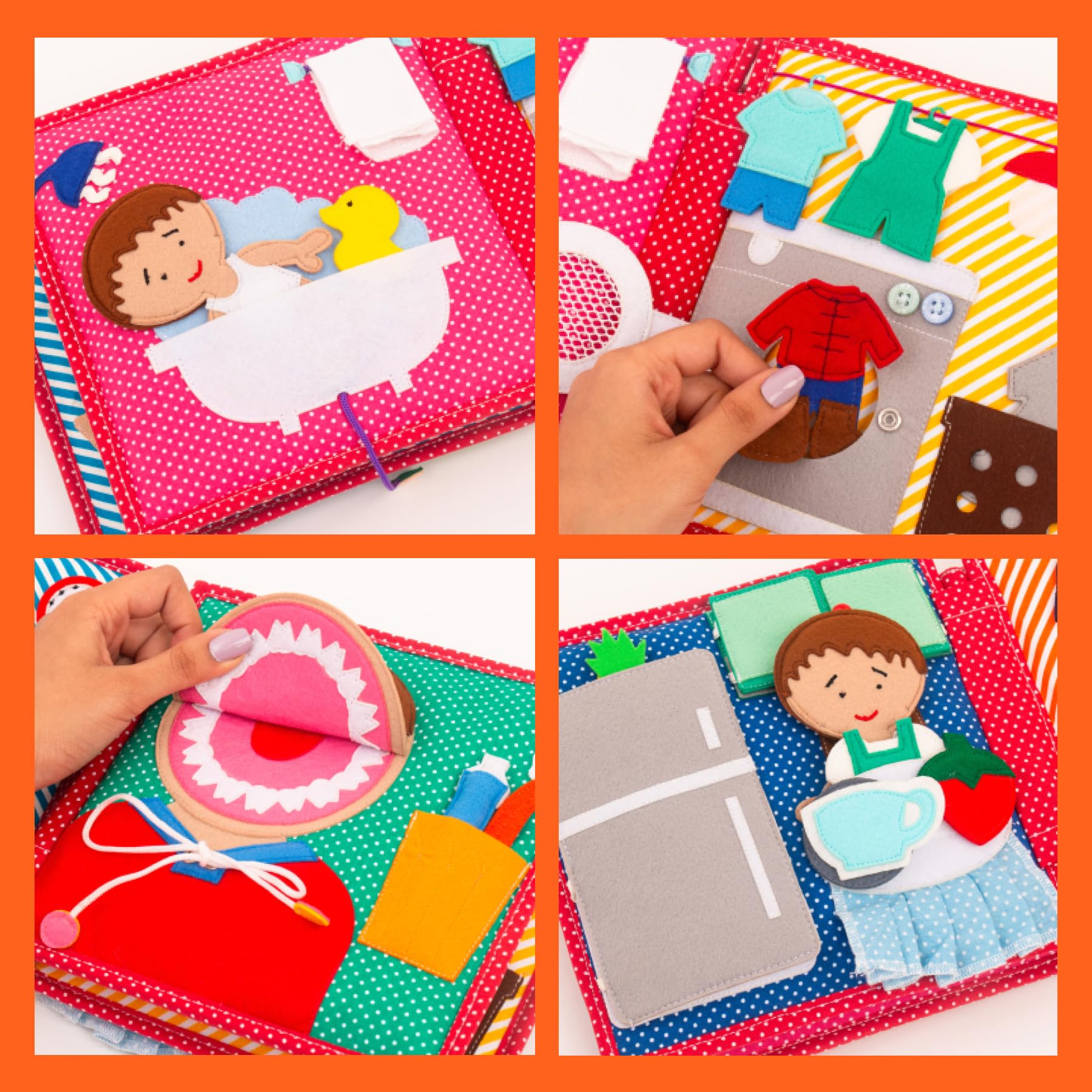 Jolly Designs – Quiet Book Hey Du! – Montessori Spielzeug ab 2 Jahren – Motorik & Sensorik fördern – Handgefertigtes Filzbuch – Lernspielzeug für Kleinkinder – Busy Book für Zuhause & unterwegs
