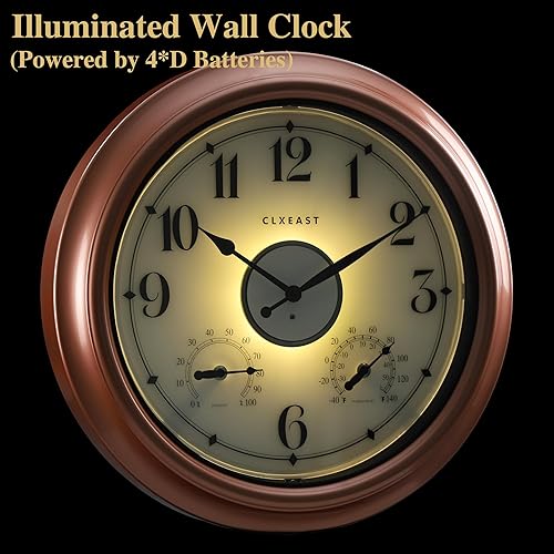 Miniatura 5 de CLXEAST Reloj de pared iluminado de 18 pulgadas para interiores y exteriores con sensor inteligente, moderno reloj de pared iluminado con