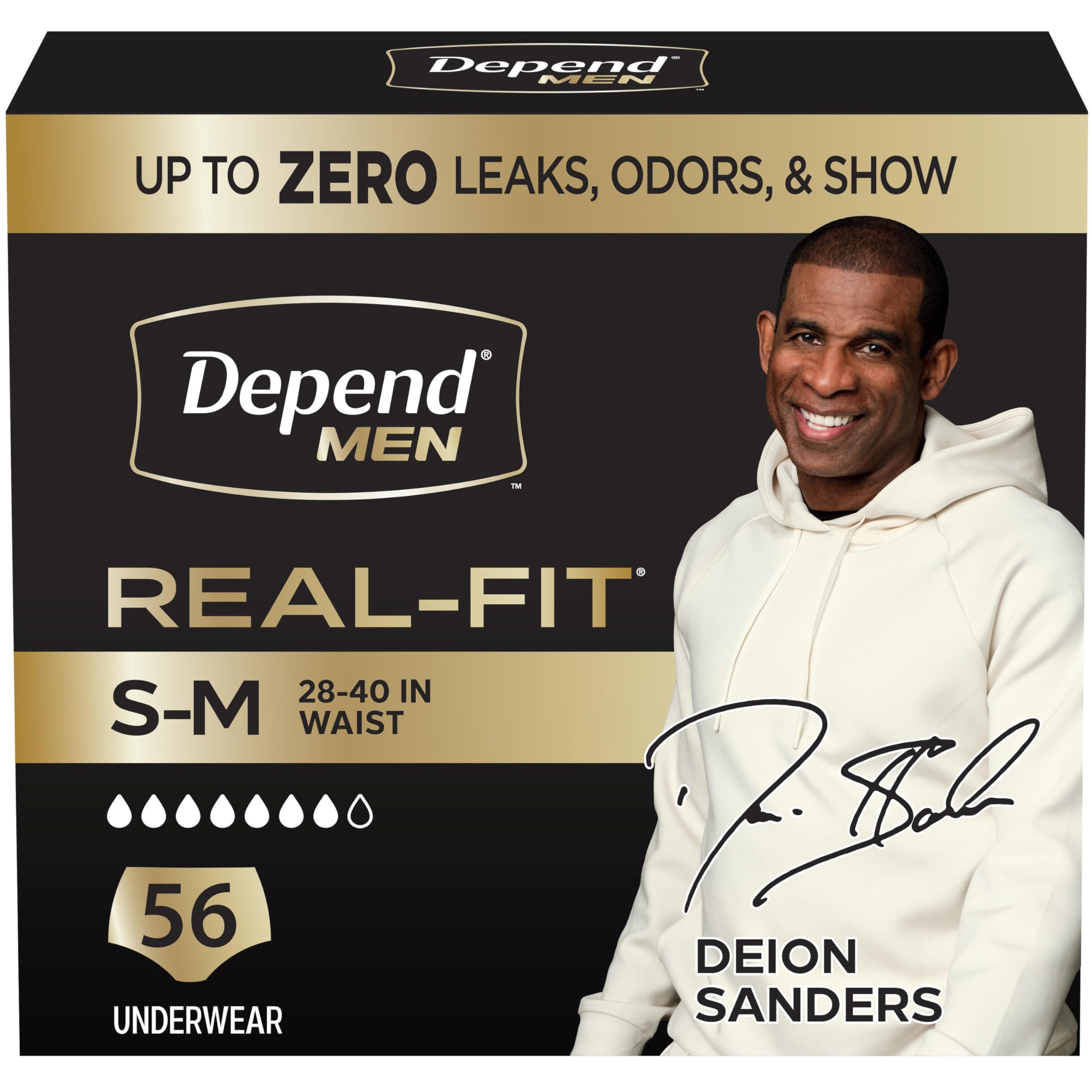 Photo 1 of Depend Real Fit Men's Incontinence Underwear S/M - 56 Count