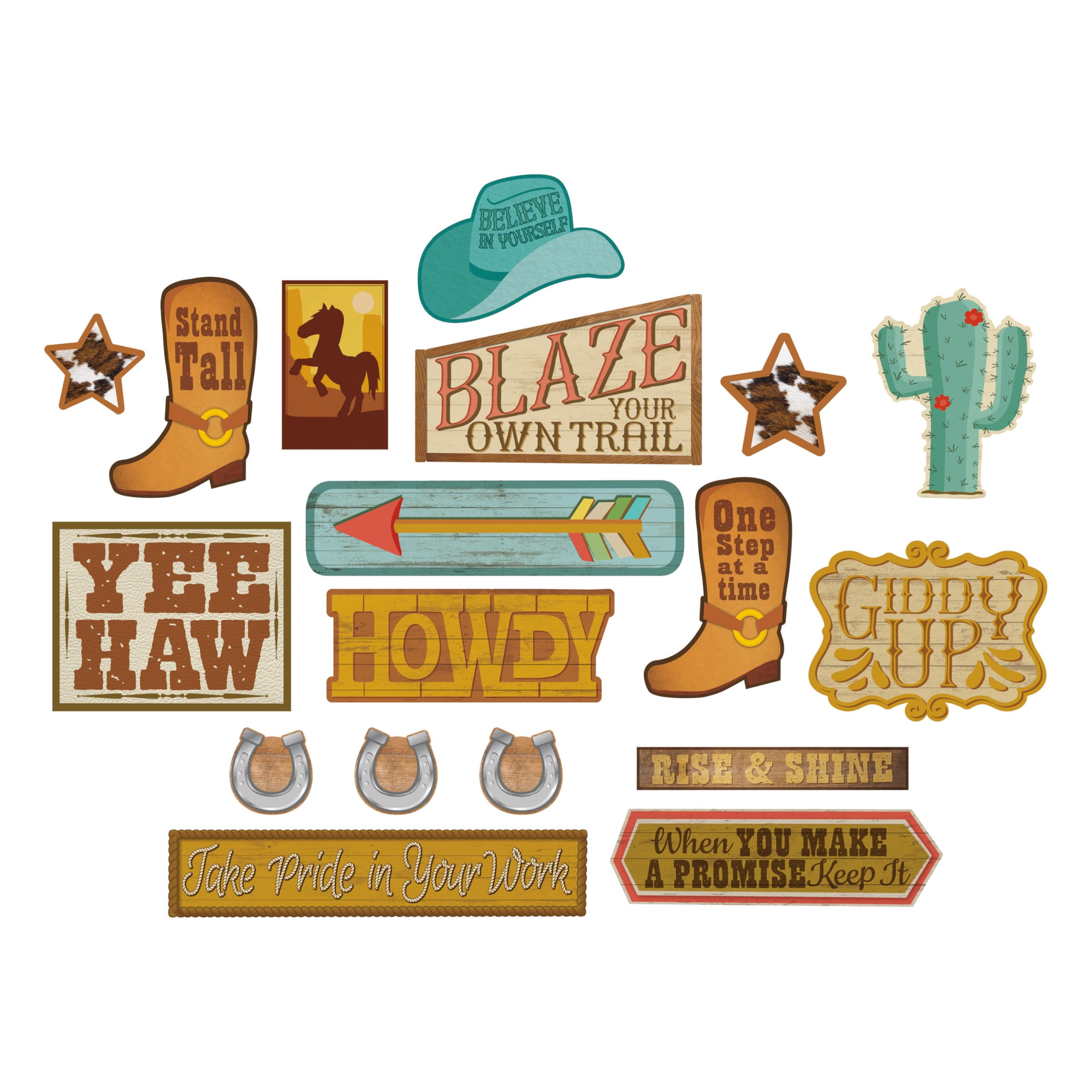 Eureka 847851 Wild Wild West Classroom Bulletin Board Set for Teachers, Multicolor, 18 Pieces