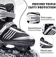 Vista 10 de PAPAISON Adjustable Inline Skates Boys Ages 4-16, Roller Skates for Girls Kids Ages 5-8 8-12 with Full Light Up Wheels, Outdoor Skates Illuminating