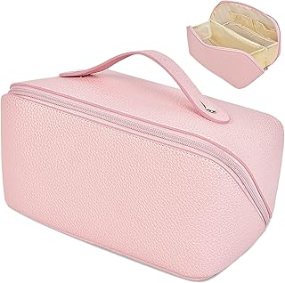 شنطة مستحضرات تجميل للسفر بسعة كبيرة للنساء، شنطة مكياج مع مقبض، شنطة مستحضرات تجميل محمولة لسهولة الوصول، شنطة سفر متعددة الوظائف لتخزين ادوات الزينة ومستحضرات التجميل، زهري