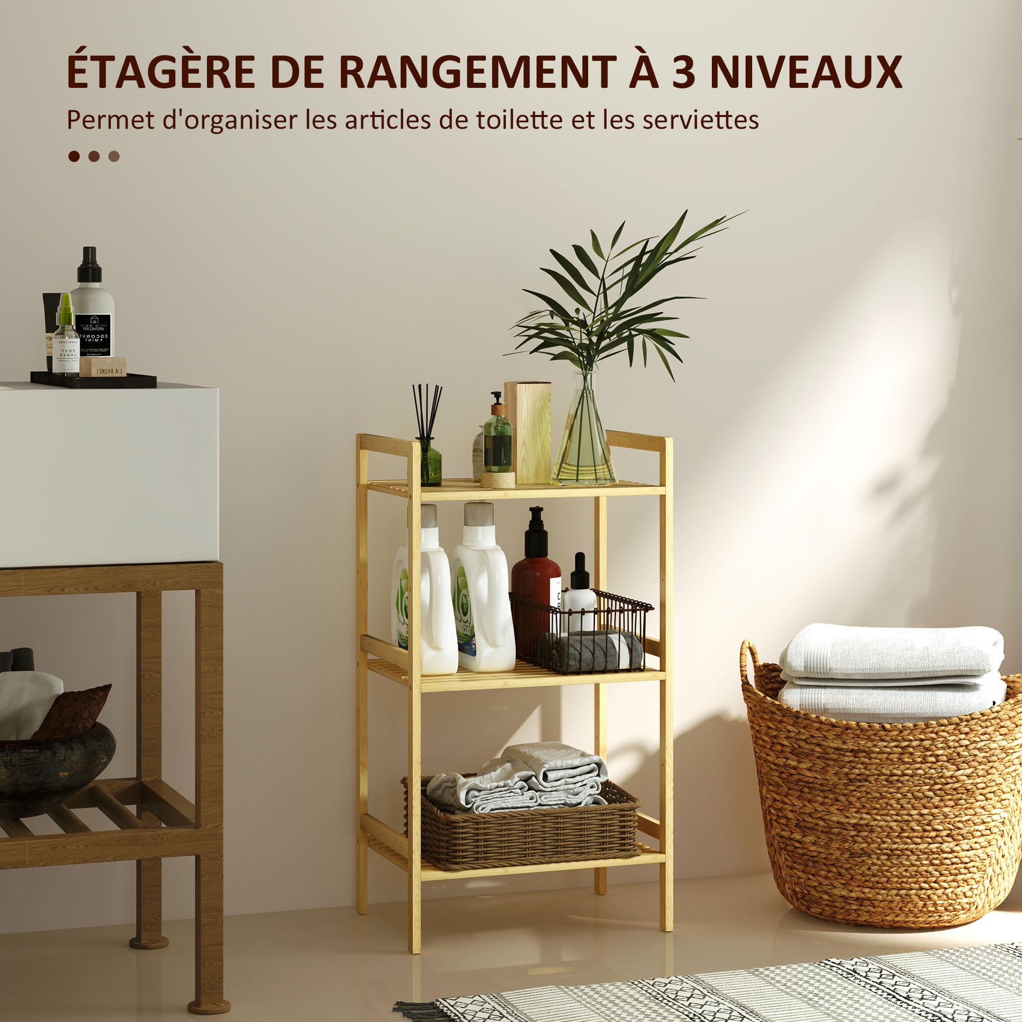 Étagère Pliable Style échelle Avec 4 Niveaux De Rangement Effet Bois
