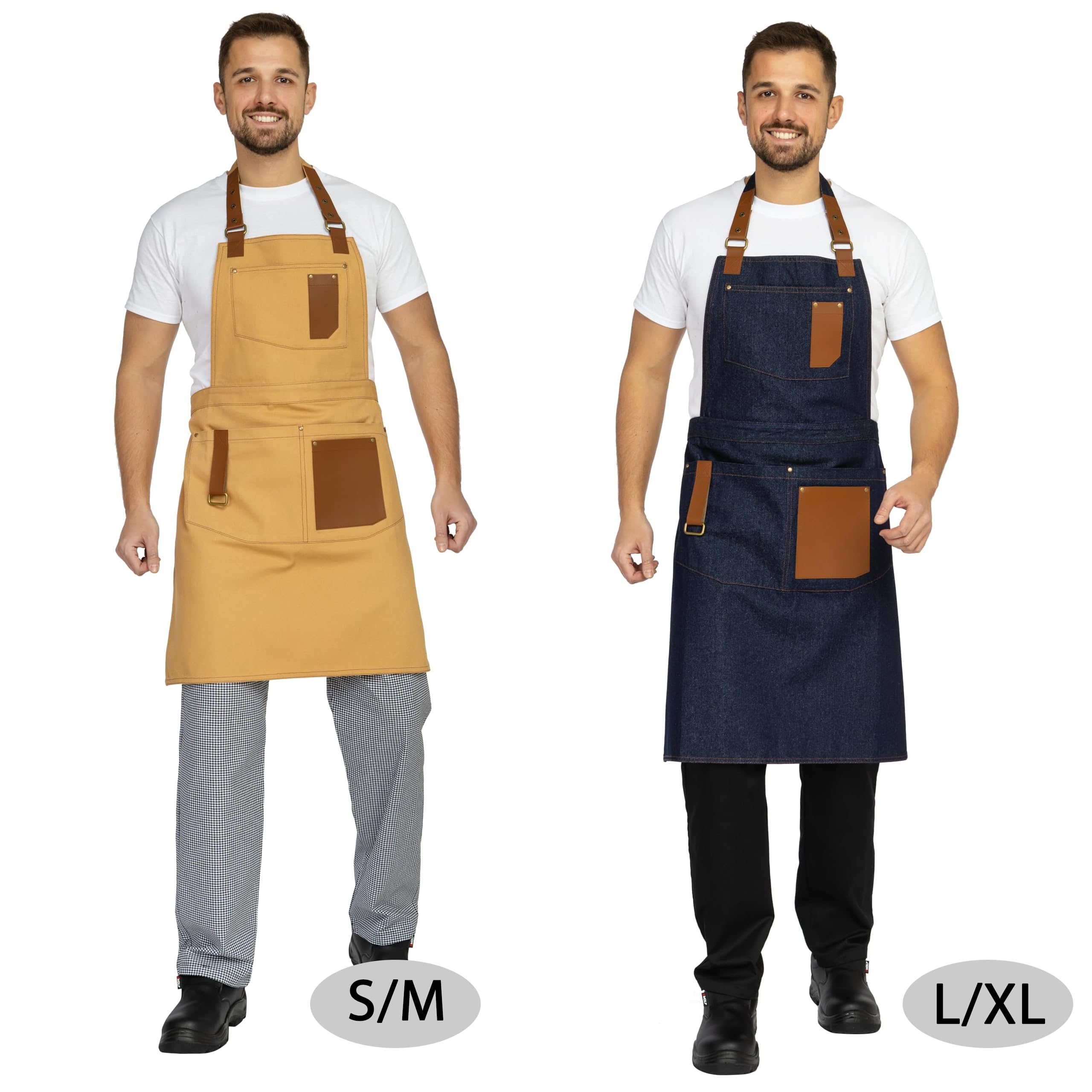 PALLTEX GERARD Grembiule da Lavoro Unisex – Grembiule in Tela Premium con Bretelle Regolabili e Tasche Multiple per Cucina, Ristorante, Bar, BBQ, Artigianato e Altro
