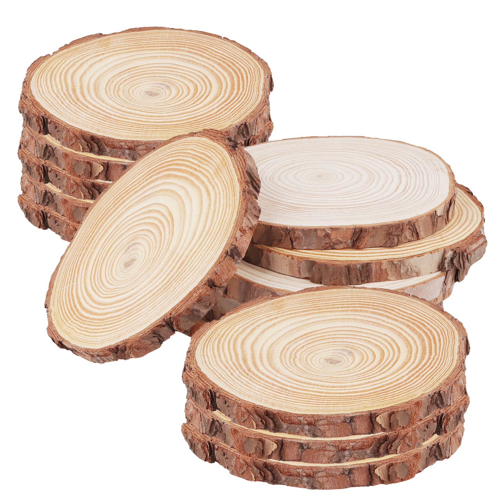 SENJEOK 15 PCS 13-14 cm Wood Slices, Unfinished Wooden Discs, Wooden Circles for Event Decorations, DIY Crafts, Wedding Decor