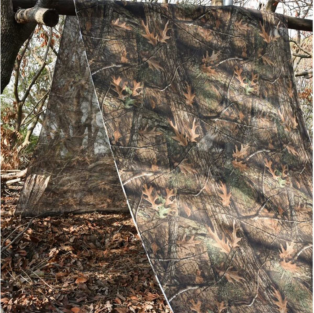 Camo Netting Camouflage Netting, Hunting Blind Netting Quiet Camo Mesh Netting Lightweight & Durable Burlap Camo Blind Fabric for Concealment, Tree Stand, Sunshade, Decoration,Cover