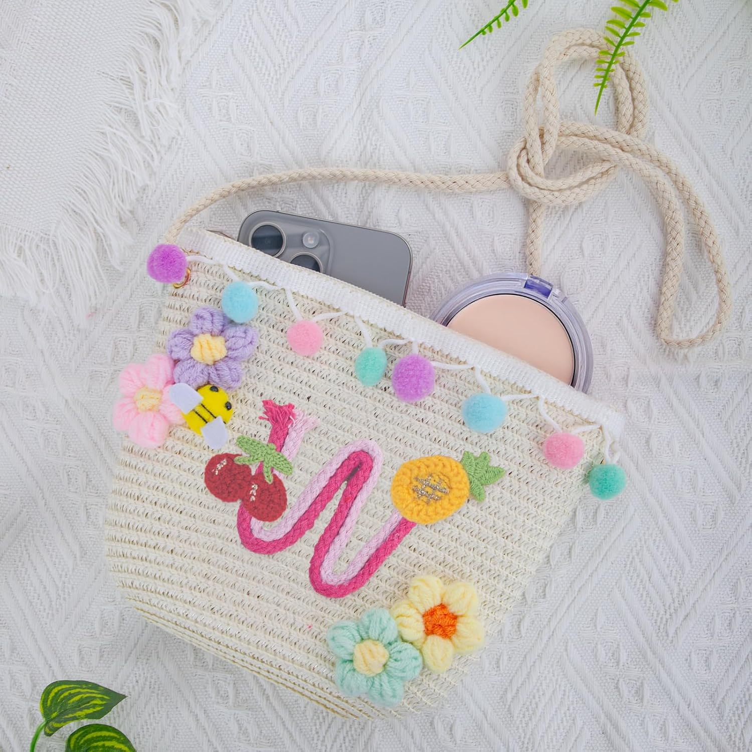 Letter Small Woven Straw Summer Beach Tote Bag for Women 2025,Woven Straw Beach Purse Shoulder Crossbody Bag for Women 2025 - Image 2