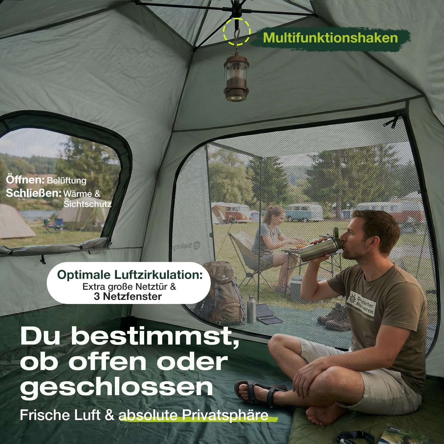 Sekey Pop Up Zelt 2 Personen, 2-in-1 Campingzelt mit Innenzelt oder Strandzelt ohne Innenzelt, Schnellaufbau Automatik Zelt Wasserdicht PU3000 UPF50+,