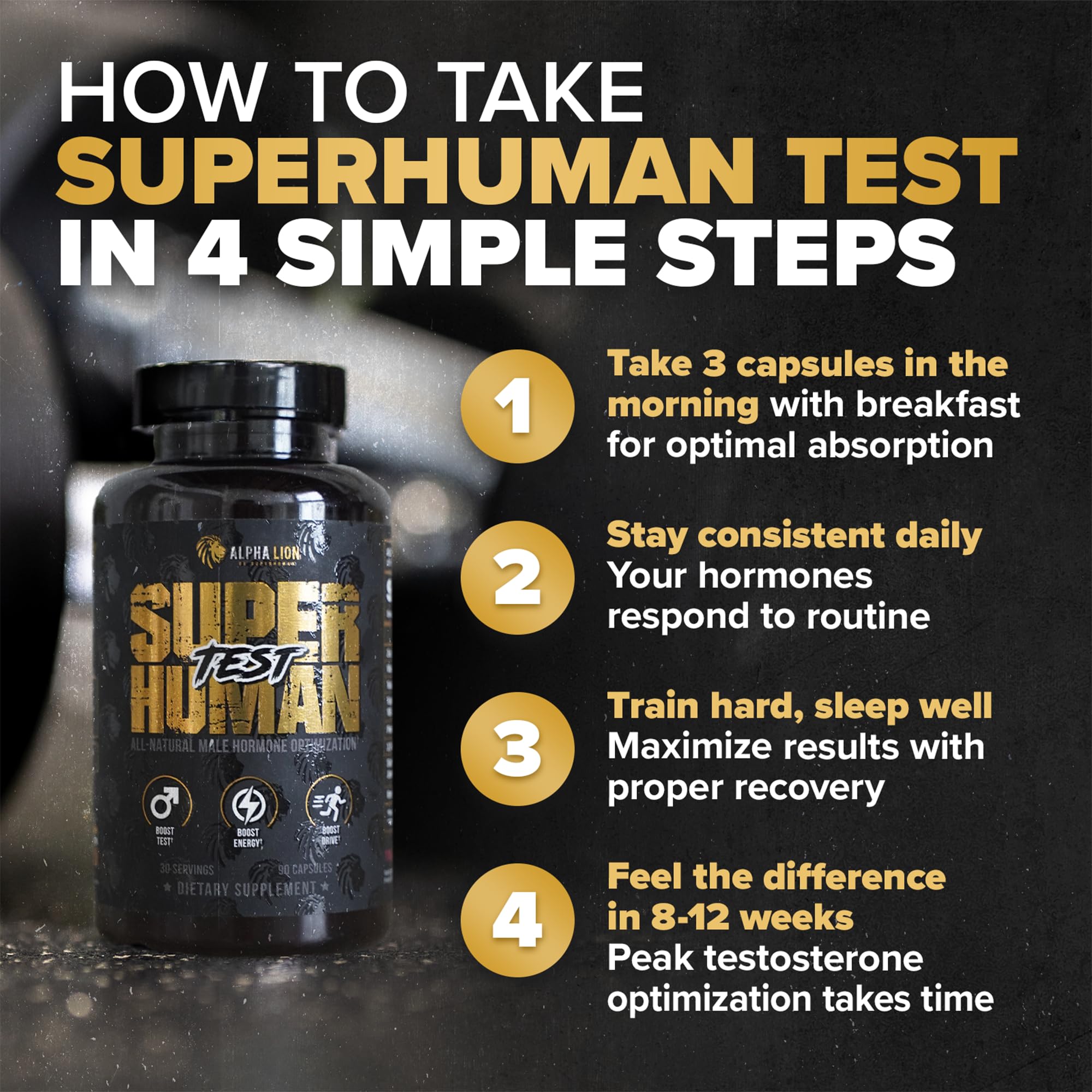 ALPHA LION Superhuman Test – Natural Testosterone Booster for Men | Boost Energy, Drive, Muscle Strength & Mental Focus with PrimaVie, Shoden Ashwagandha & TestoSurge — Amazon image 3