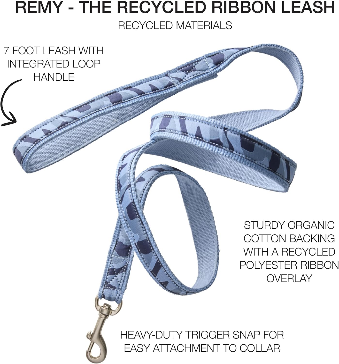 Pet Passion Remy Dog Leash, Recycled Ribbon, Navy Camo, One Size image 2