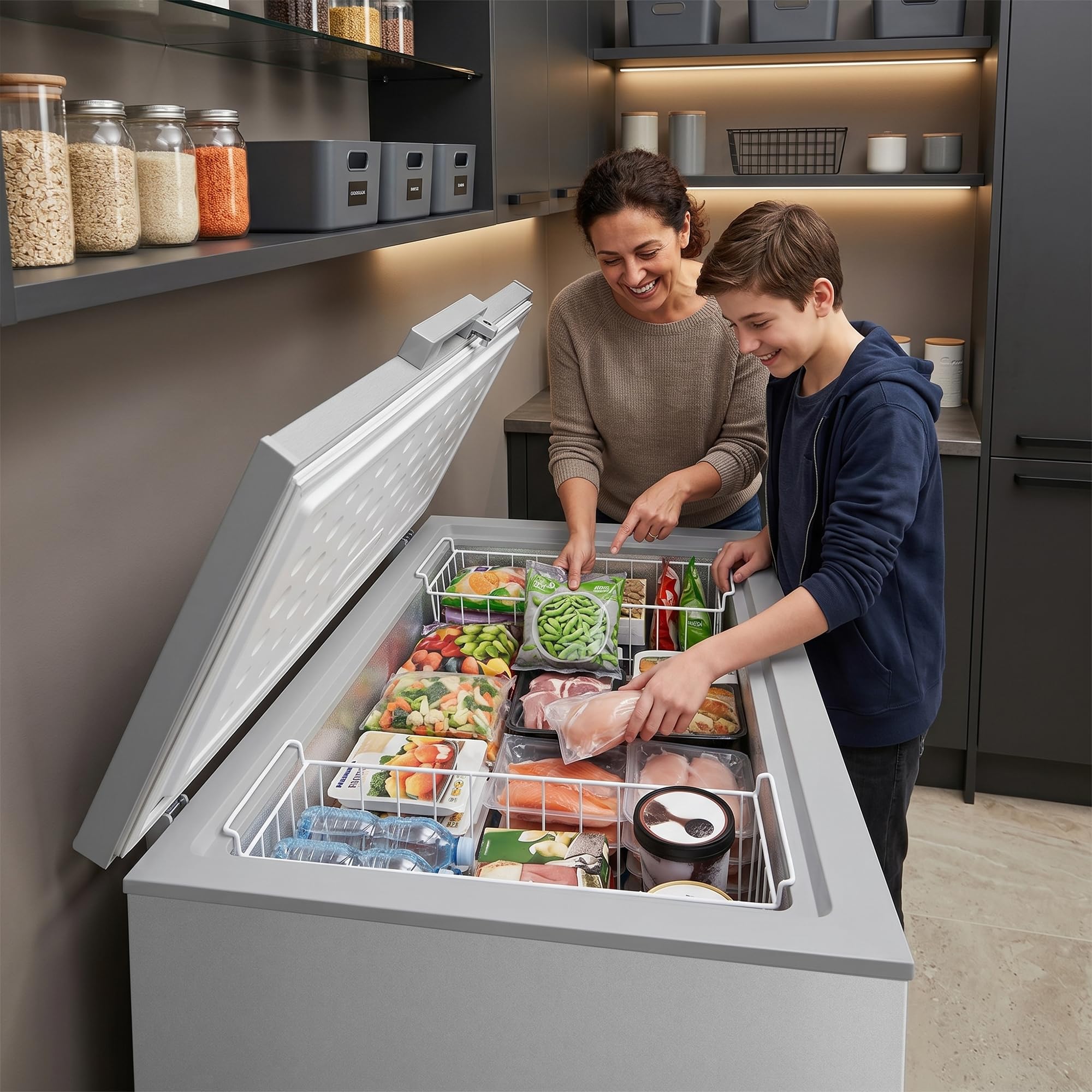 HCF‑HM246CSE++ – Gefriertruhe 246 L – Energieeffizient, Inverter‑Kompressor, Schnellgefrierfunktion, LED‑Display & Innenbeleuchtung, Silber – 5 Jahre Garantie