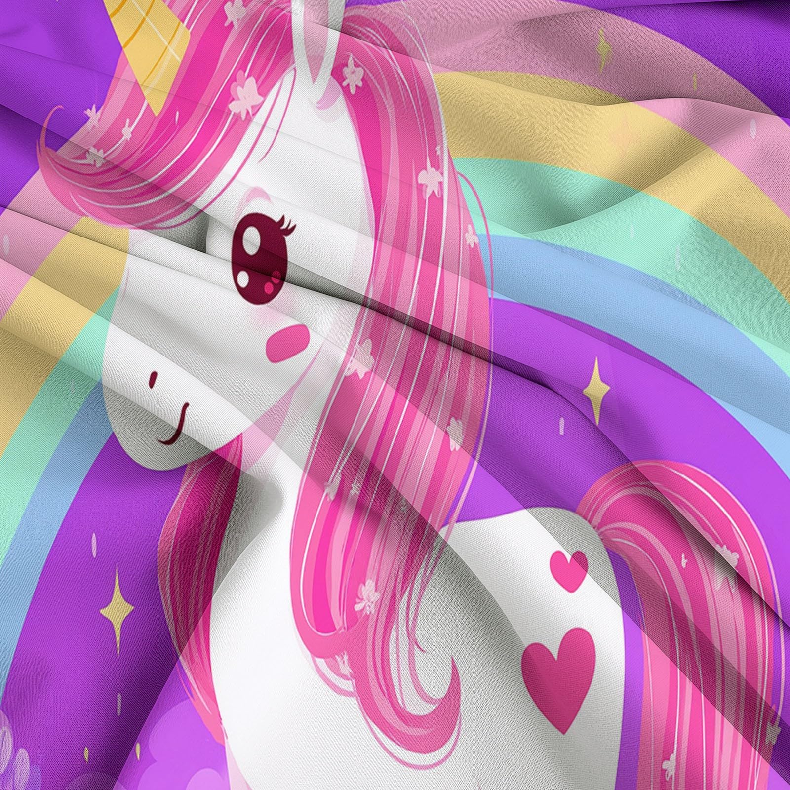Poszwa na kołdrę 220 x 240 cm z 2 poszewkami na poduszki 65 x 65 cm - Cartoon Rainbow Animal Fioletowy Jednorożec Pościel - z miękkiej, oddychającej i wytrzymałej mikrofibry, z zamkiem błyskawicznym