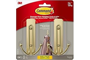 Large Satin Brass Double Hooks